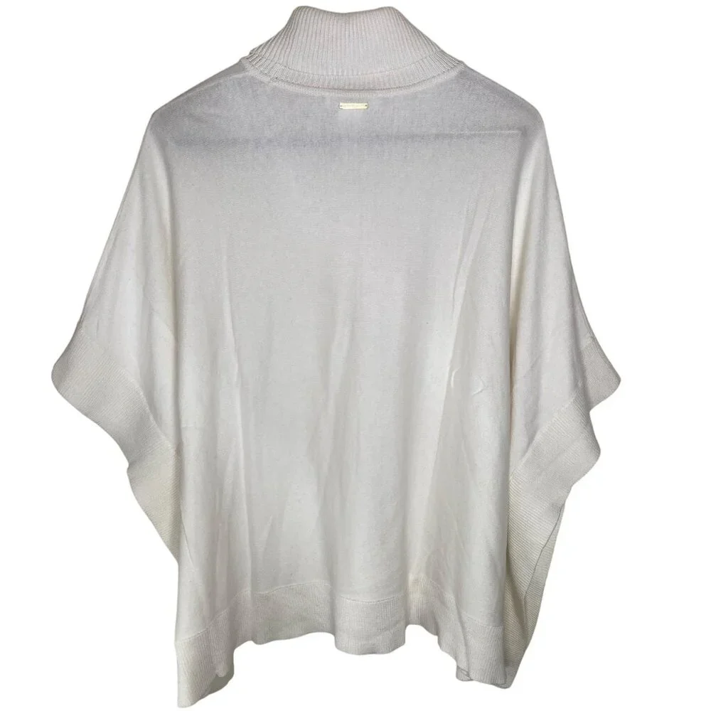 Michael‎ KorsTurtleneck Poncho Sweater Womens XL White Cotton Blend Relaxed